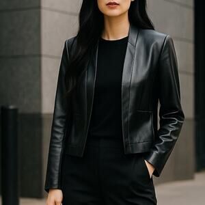 Calvin Klein Women’s Faux Leather Black Jacket – Size XL, Chic & Modern
